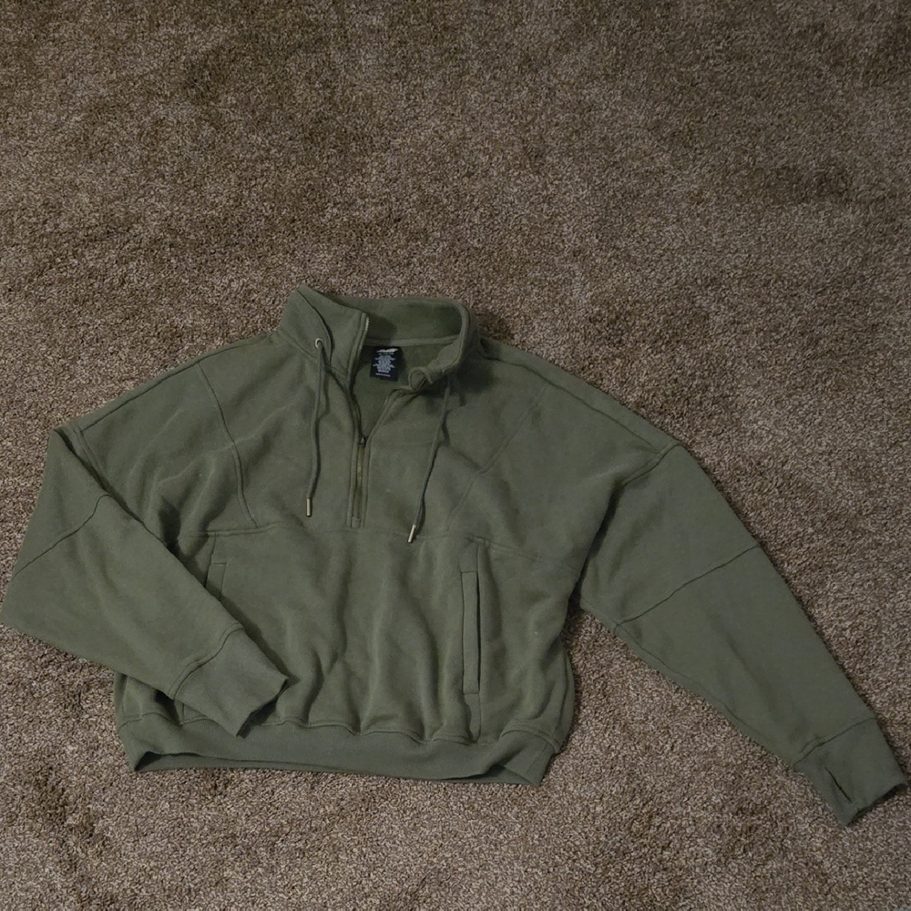 Olive Green Quarter-Zip Pullover